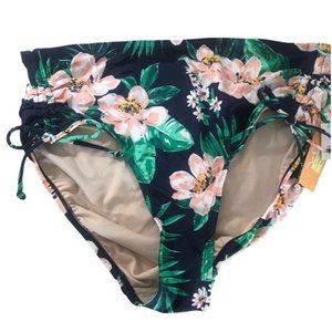 Kona Sol Women's Size 14W Shirred Side-Tie High Waist High Coverage Bikini